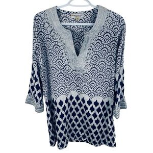 Roberta Roller Rabbit Piperlime sz S Blue White Shell Embroidered Coverup Tunic